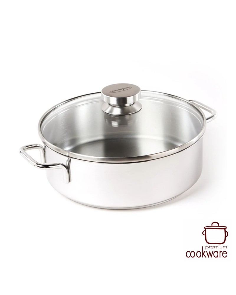 lage kookpot 24 cm - met glazen deksel - Apollo 7