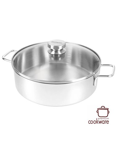 lage kookpot 24 cm - met glazen deksel - Apollo 7